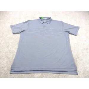 Peter Millar Polo Shirt Men 2XL XXL Blue Gray Striped Summer Comfort Golf Preppy